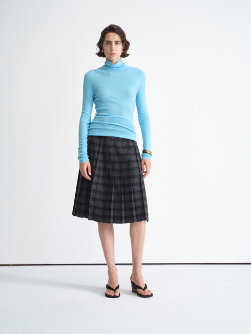 Ribbed Knit Long-Sleeve Top-Turtleneck